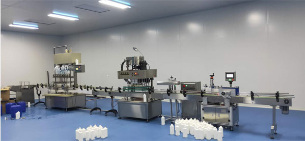 84消毒水液體灌裝機-全自動無人化84消毒水灌裝機生產線