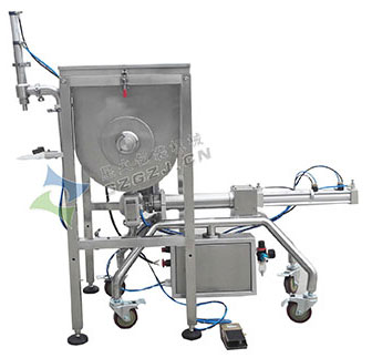 臥式攪拌醬類電動灌裝機,單頭臥式大顆粒醬料灌裝機