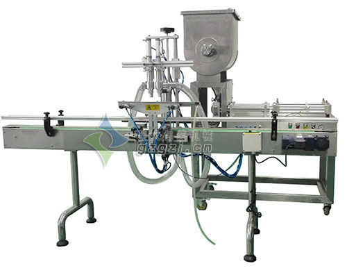 雙頭臥式攪拌醬料灌裝機,大顆粒濃醬灌裝機